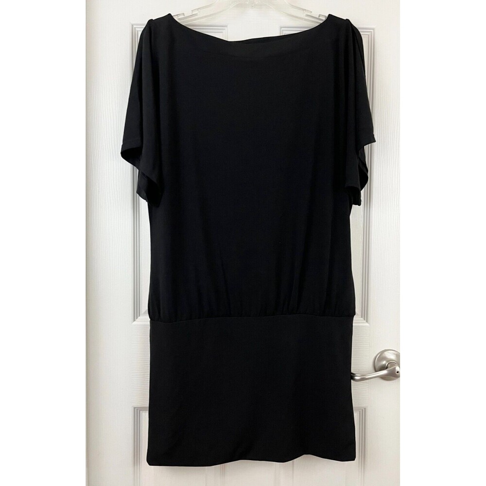 WHITE HOUSE | BLACK MARKET - Black Dolman Short Sleeve Banded Knit Dress X-Small